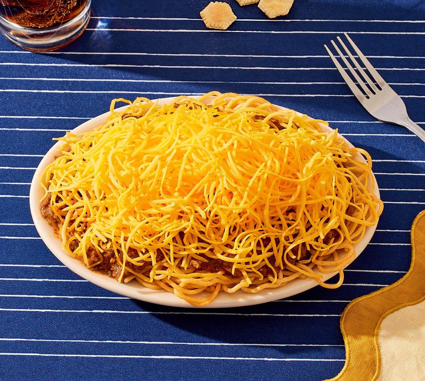 Top down view of Skyline Way on plate sitting on table