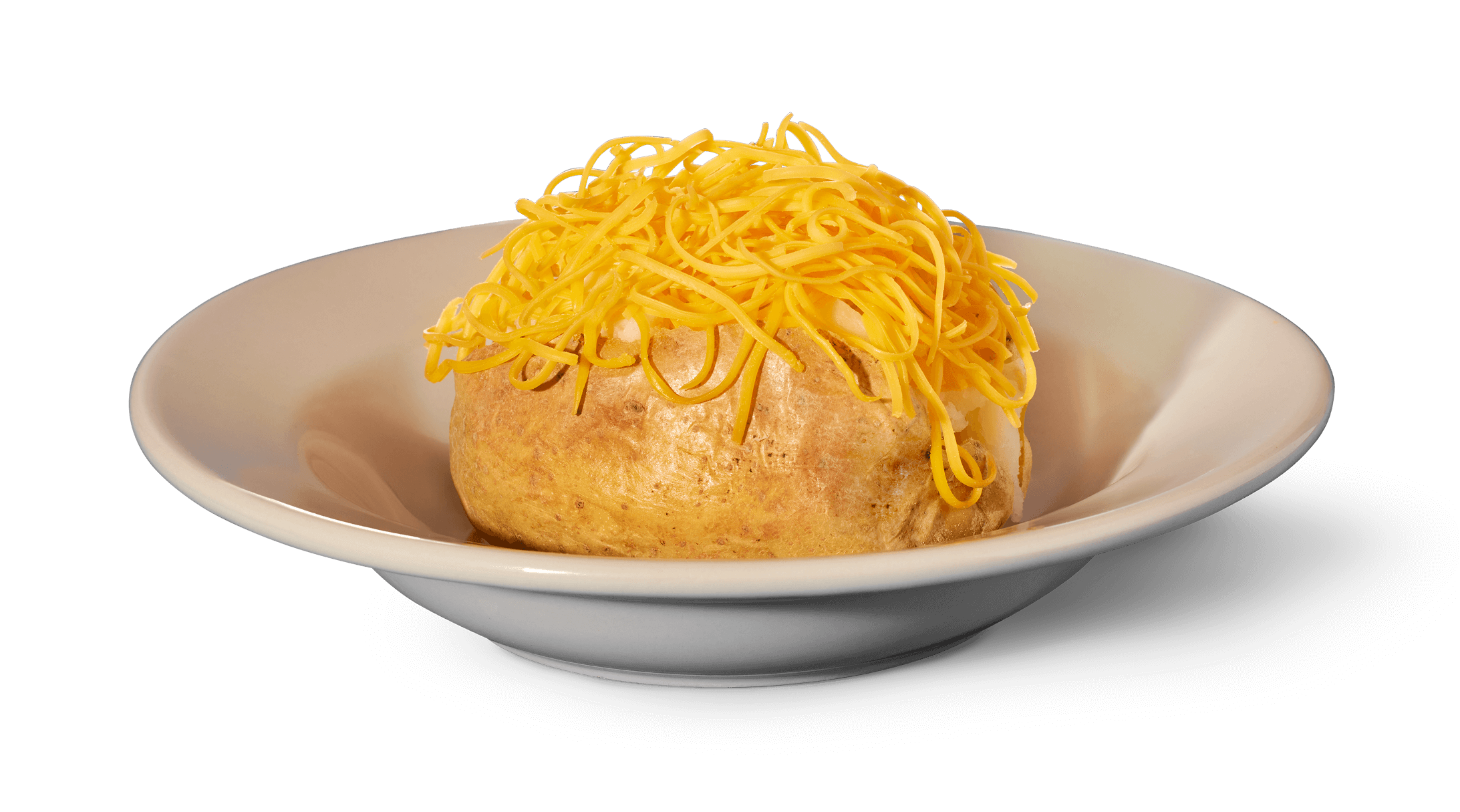 Steamed potato with shredded cheddar
